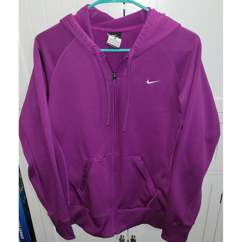 Nike Therma-FIT Womens Full Zip Hoodie Magenta Purple Fleece Sweatshirt Medium